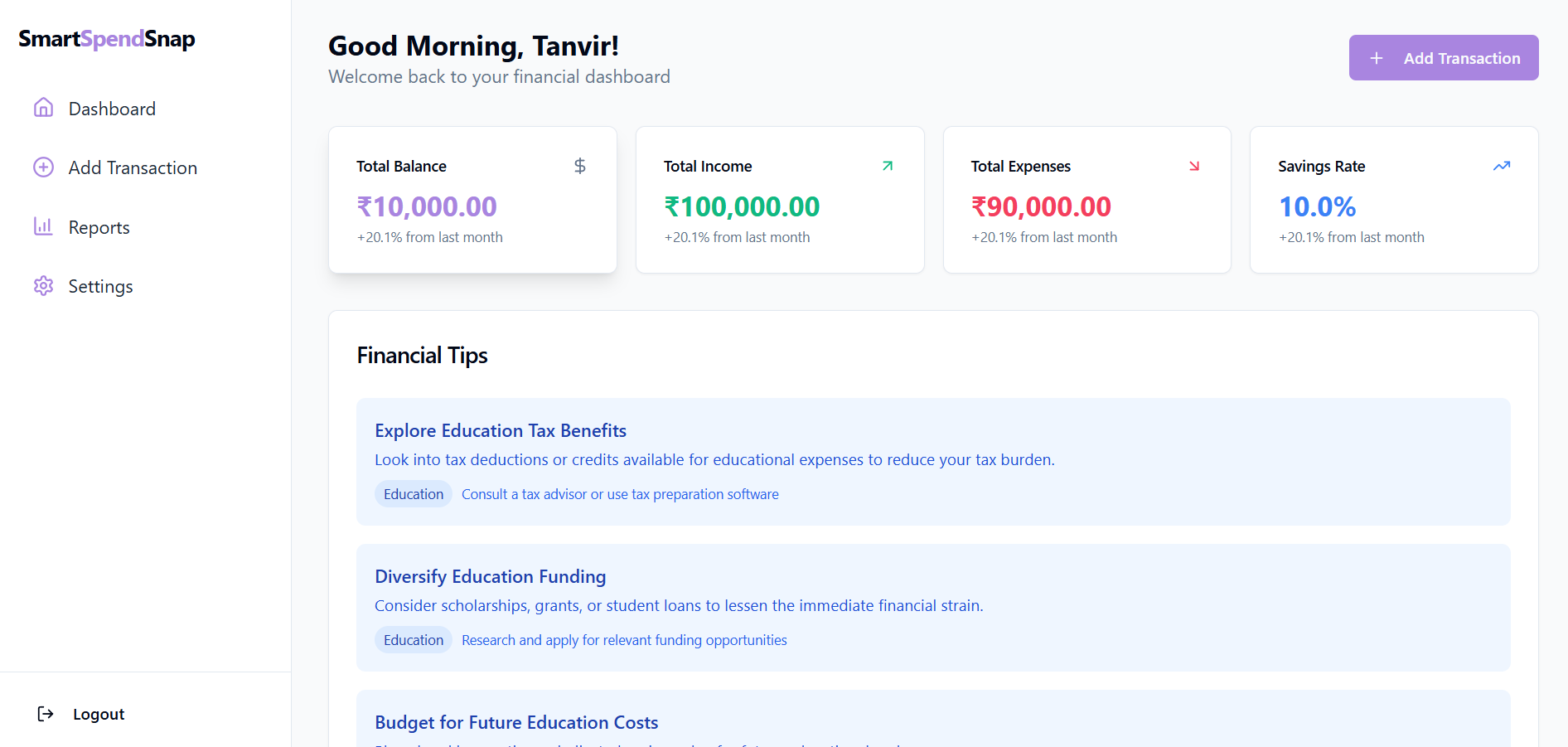 AI Finance & Expense Tracker